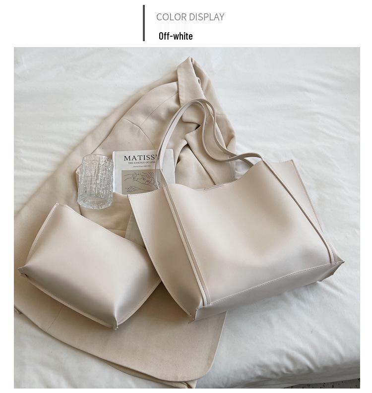 2023 Women's Retro Large Capacity Tote – High-End Solid Color Shoulder Bag