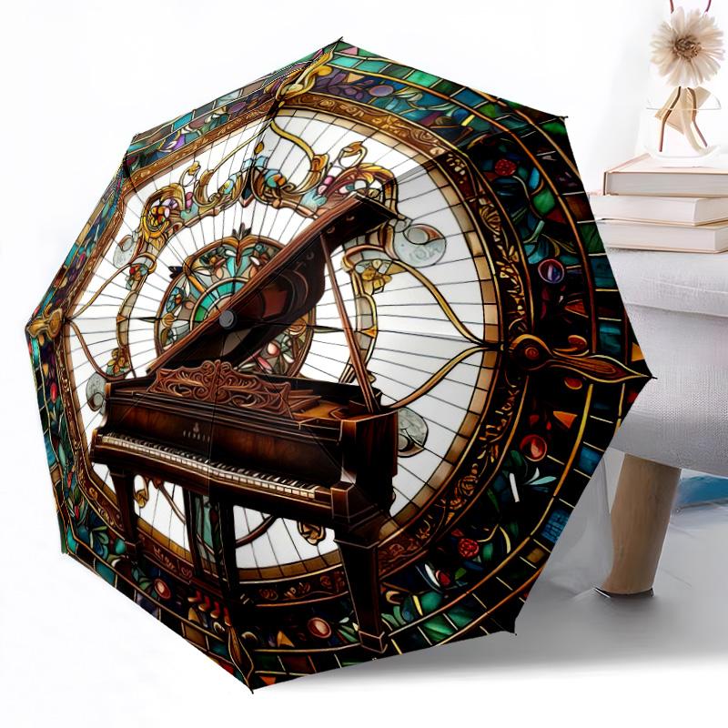 Music Automatic Umbrella Compact 8-Rib Design Foldable Design All-Season Use Compact Folding Umbrella Spiritual Gift