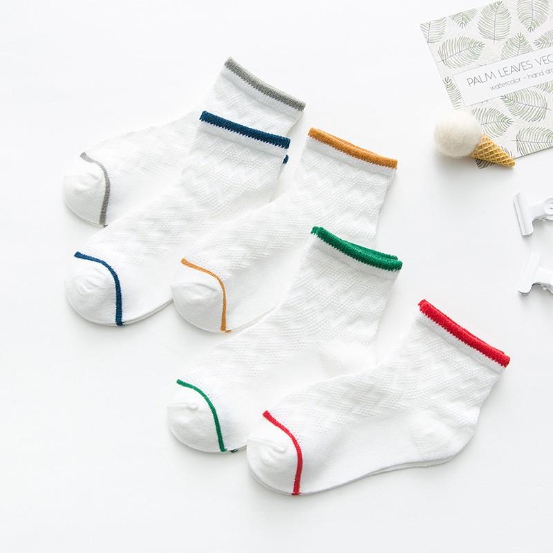 5Paare/Los 0-1Jahre Kleinkind Babysocken Einfarbig Sommersocken für Mädchen Baumwolle Netz Niedliche Neugeborenen Jungensocken Babykleidung Zubehör
