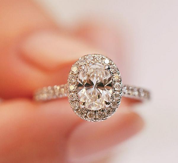 Oval Micro-Pave Zircon Simulated Diamond & Moissanite Egg-Shaped Open Ring for Women