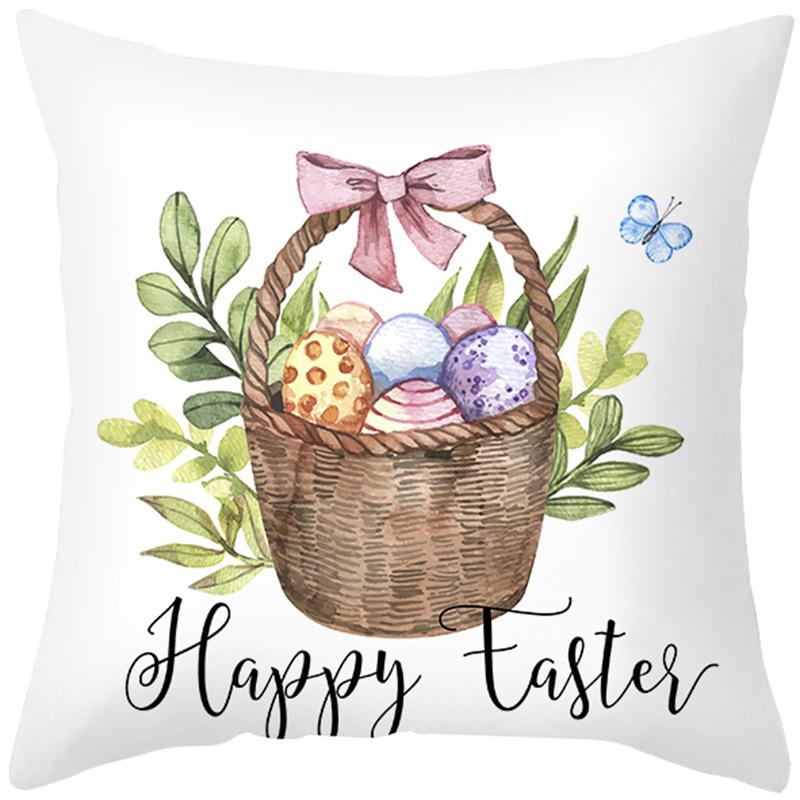 Cute Cartoon Rabbit Easter Pillow Cover New Sofa Cushion Cover Peach Leather Velvet Head Pillow Cover Premium Durable