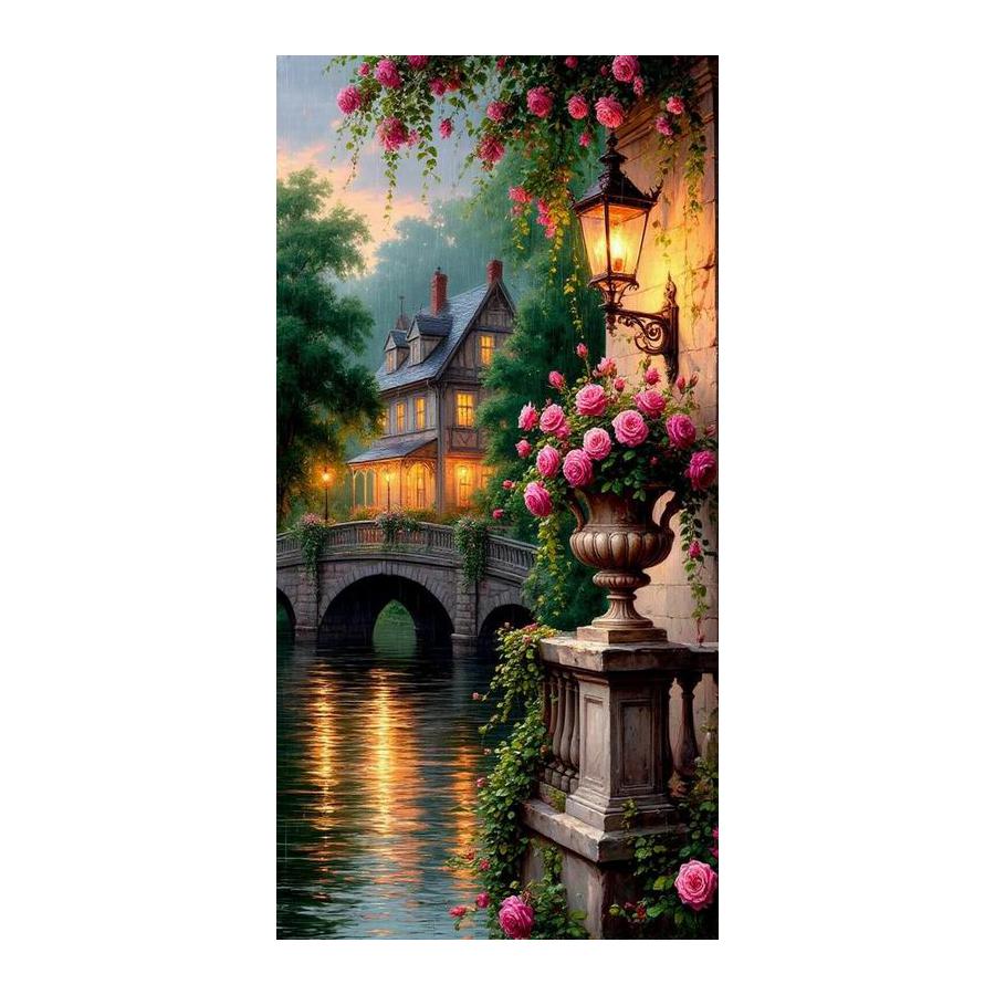 Garden Streetlight Scenery Large Size Diamond Painting New Collection Landscape Flower Diy Full Drill Rhinestone Embroidery Mosaic Cross Stitch Kits