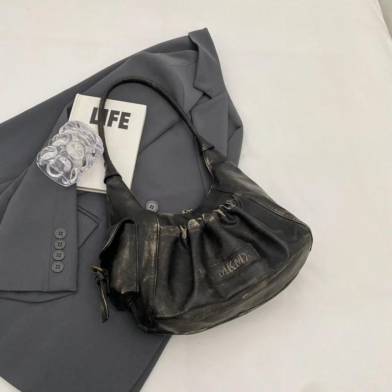 Como a imagemLEFTSIDE-Bolsas de couro retrô para mulheres, bolsas de ombro vintage, bolsas e bolsas, a mais recente bolsa