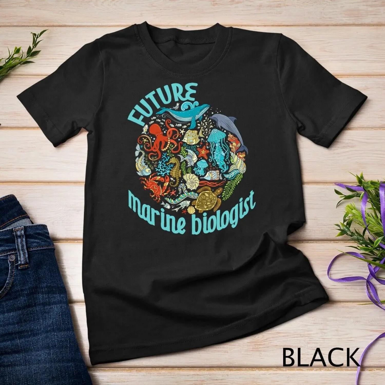 Future Marine Biologist 2 Ocean Life Drawing Whale Octopus T shirt XXXXXL