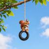 Lifelike Squirrel Landscape Decor On Tire Outdoor Hanging Ornament, Realistic Resin Figurine for Weather Resistant Statue Garden Patio Tree