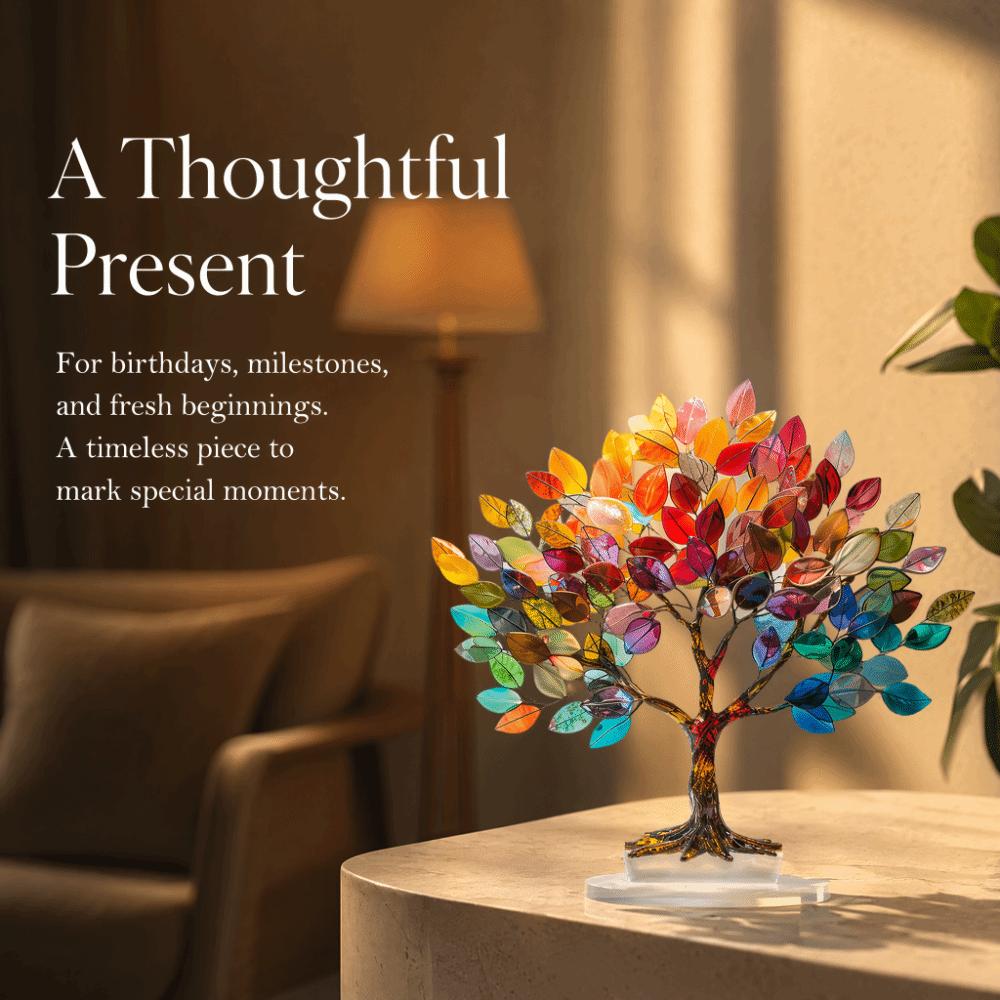 10.24x9.84in 2D Acrylic Tree Cutout Desktop Ornament Living Room Bookcase Shelf Display Piece