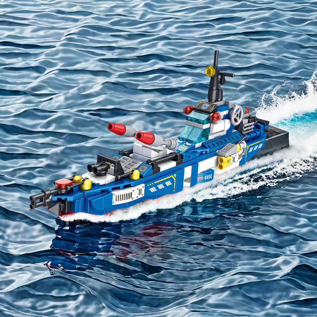 Non-Toxic 520Pcs Maritime Patrol Vessel Building Blocks Toys Model Patrol Boat Assemble Puzzle Bricks Toy Sets For Kid Ornament Gifts