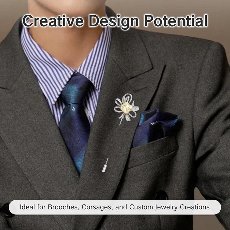 Good-10Pcs Hat Pins For Jewelry Making Long Silver Brooch Pin Sticks With Stopper Thin Lapel Boutonniere Craft Accessories