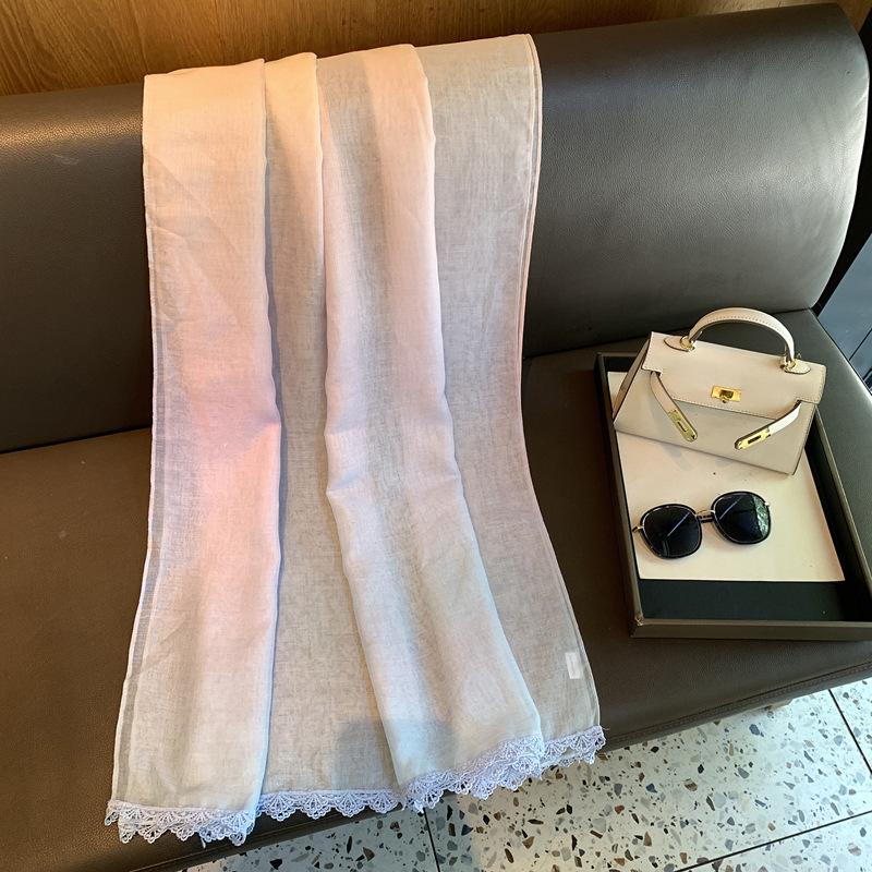 Simple literary and artistic style retro outer trendy elegant shawl Korean version women s solid color square flower edge temperament scarf 90*180