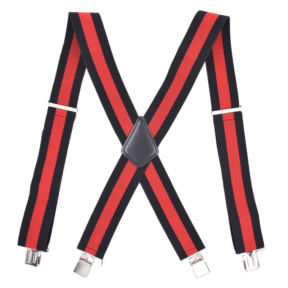 Men's 5CM Wide X-Back Suspenders Elastic 4 Clips Heavy Duty Adjustable Braces