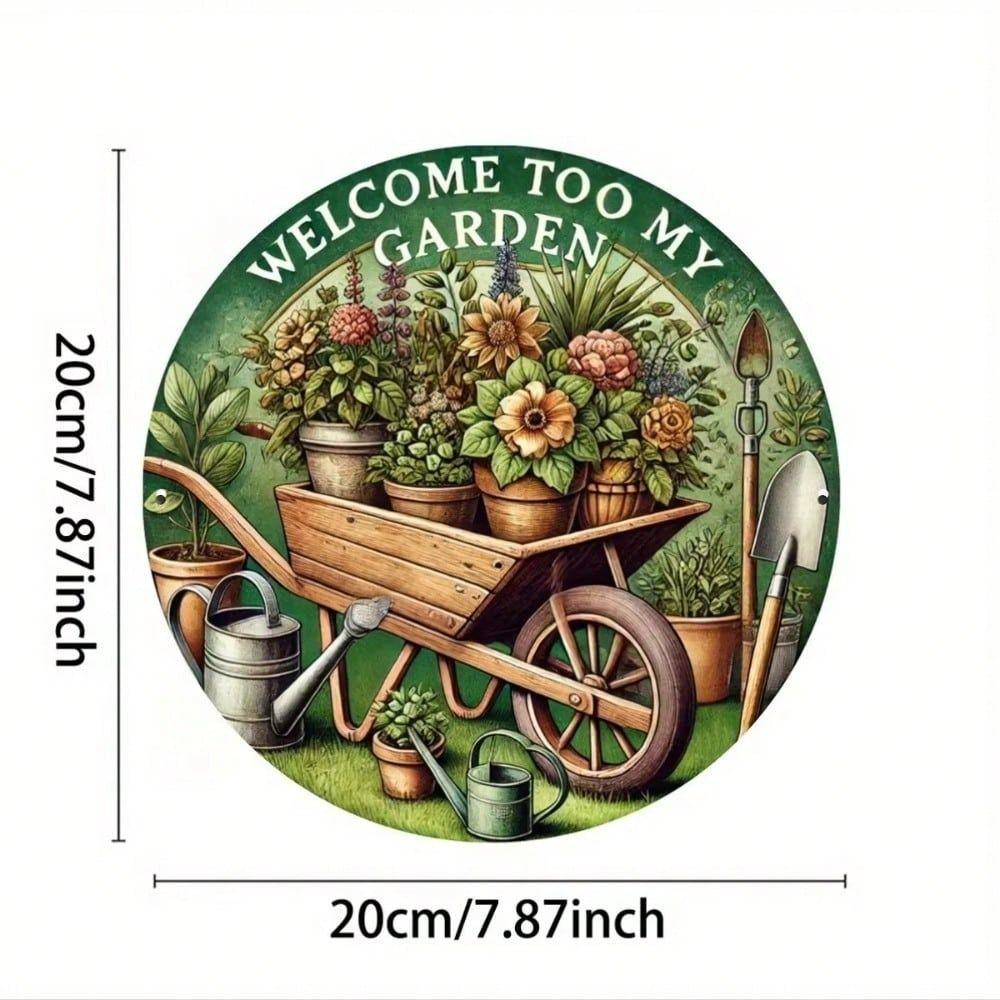 Hand Painted Tin Plate Art Metal Wall Decor Floral 20x20 cm