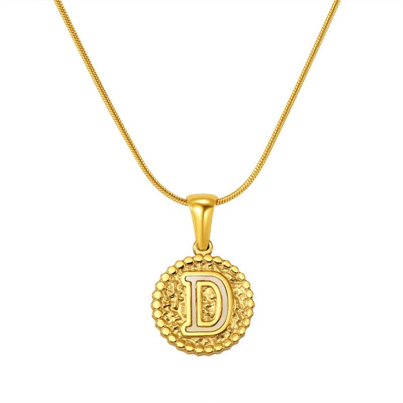 European and American Stainless Steel Letter Necklace for Women - Versatile Titanium Steel Hammered Pendant Jewelry Fashion