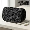 1pc Double Layer Flip Pencil Case, Joyful Faces, Large Capacity, Portable Polyester Pen Storage Bag with Zipper Closure, Ideal for School & Office Sup