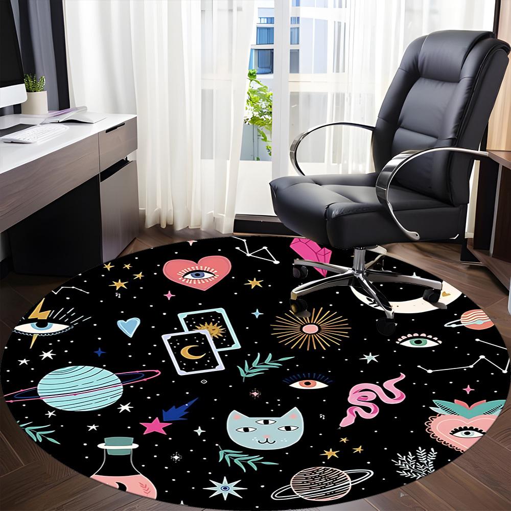 

1pc Cosmic Cat Chair Carpet for Office, Non slip, Soft and Durable Office Rug for Interior Decoration 80cm