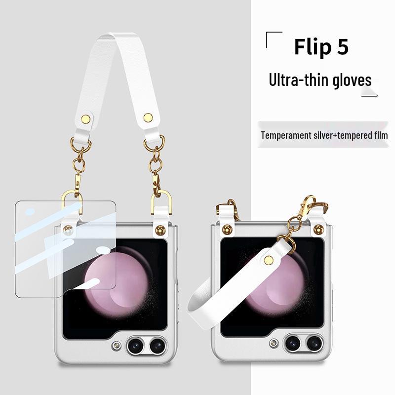 Creative Wrist Strap Foldable Case with Integrated Shell & Film for Samsung Z Flip5
