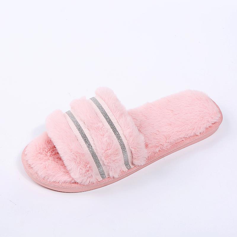 Fashion 2025 Fashion Thicken Furry Slippers for Women House Flat Comfort Slippers Woman Winter Non Slip Wear-Resistant Sandals Female