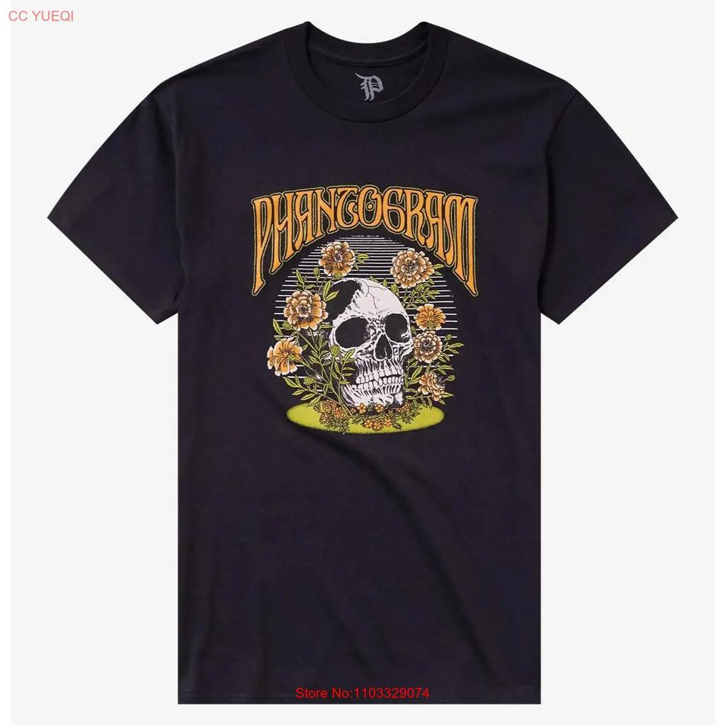 Phantogram Floral Skull T Shirt has been reprinted on a new vintage Washed homme graphic fashion Stretched Comfortable Stylish