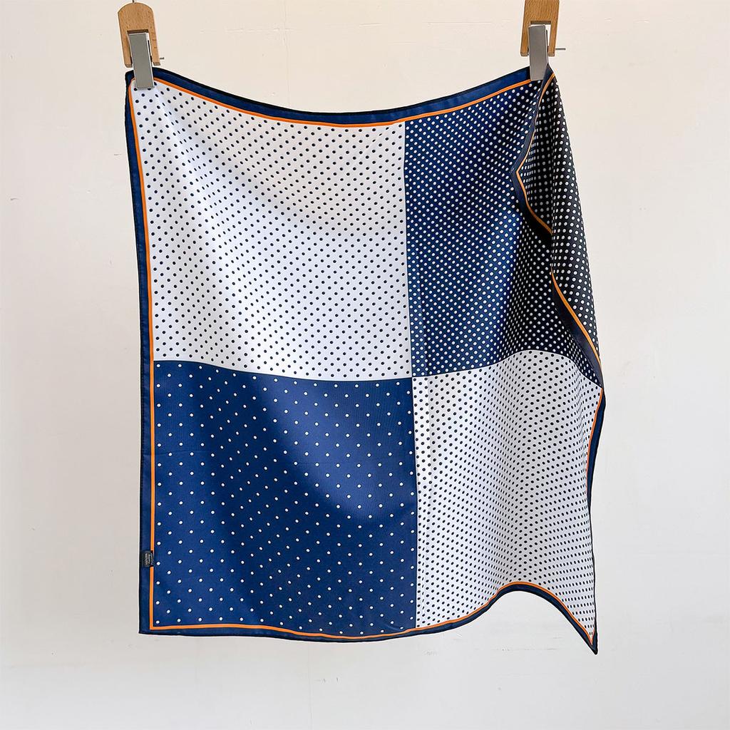 70cm Luxury Imitation Silk Square Scarf Women‘s Double-sided Polka Dot Print Neckerchief Bandanas Foulard Hairbands Shawls Wraps