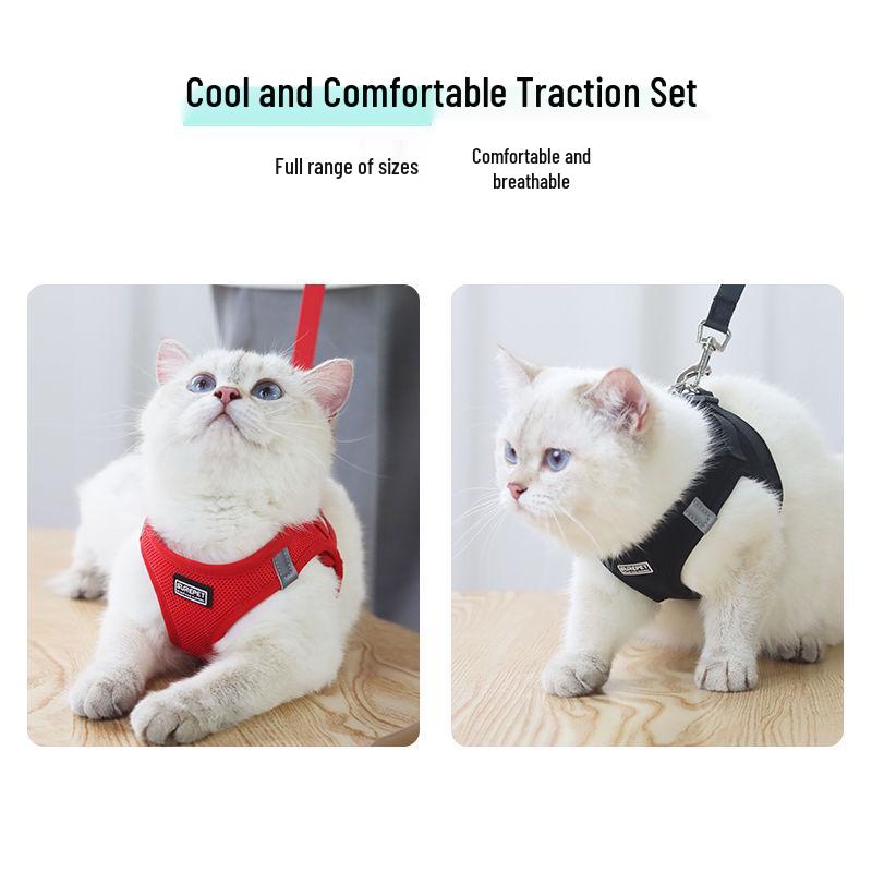 Escape-Proof Cat & Small Dog Harness Leash - Outdoor Walking Rope for Teddy & Bichon Frise