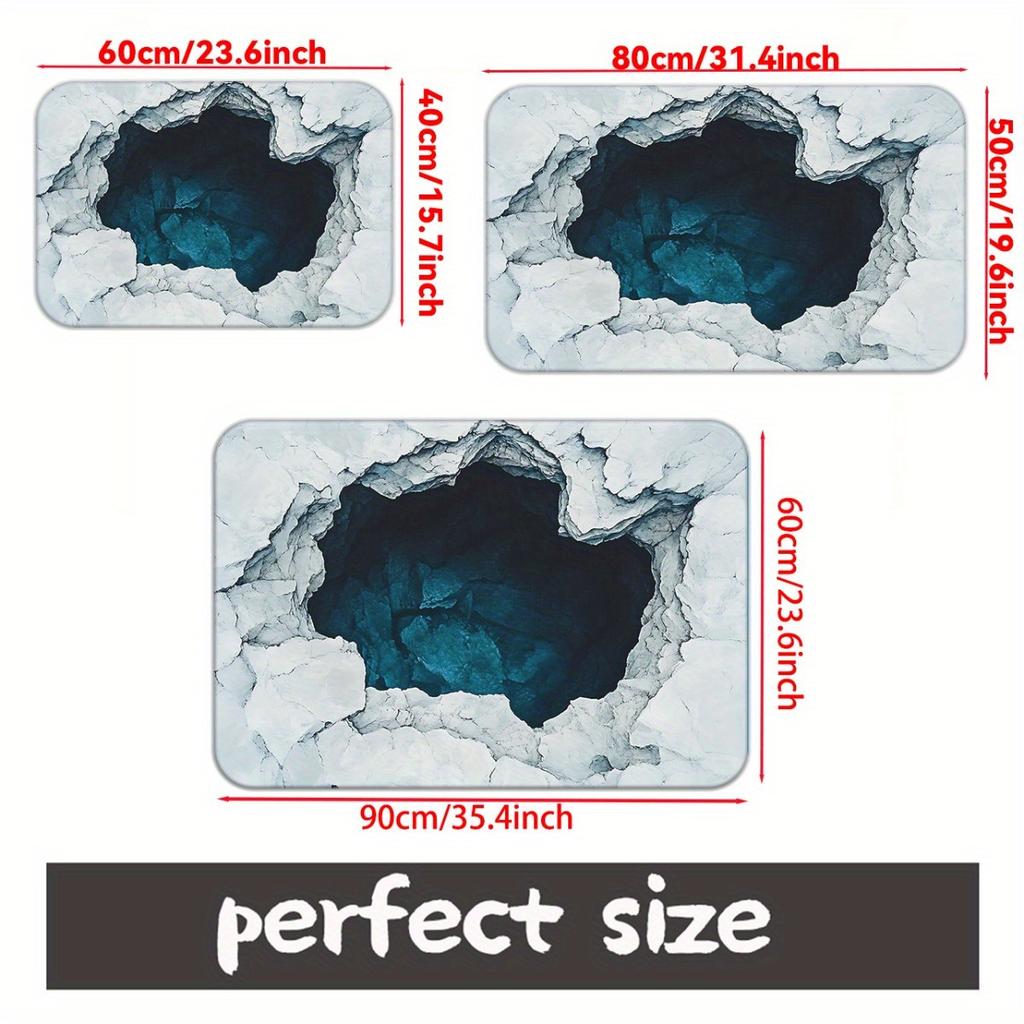 3D Illusion Rug with Deep Blue Hole Design for Home Decor Unique Floor Mat Entrance Mat Indoor Outdoor Use Skid resistant carpet