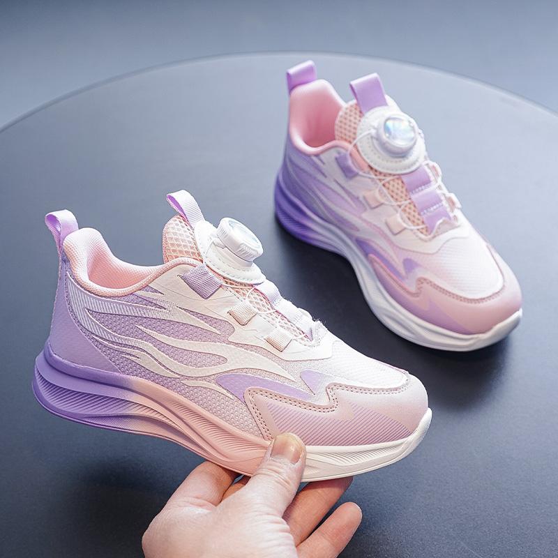 Children Sports Shoes Fashionable Pink Girls Daily Casual Comfortable Tennis Shoes Breathable Lightweight Mesh Running Sneakers