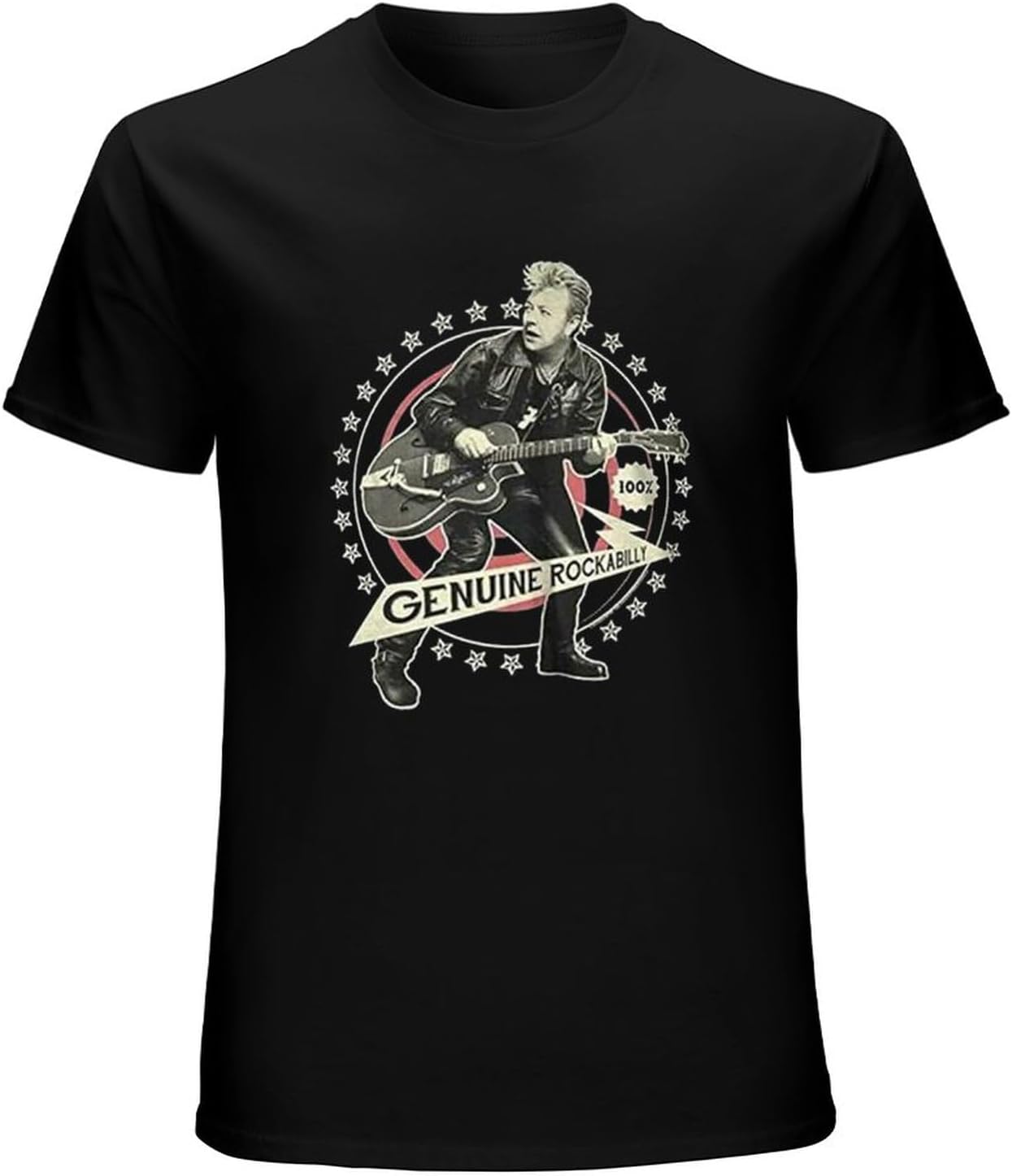 Brian Setzer Genuine Rockabilly T-Shirt Black Graphic Unisex Tee Shirt S чёрный