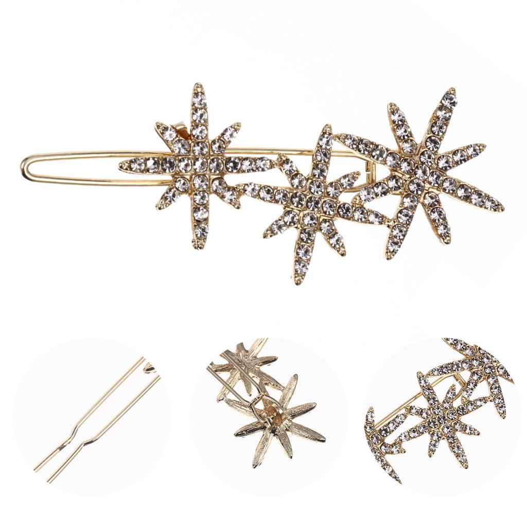 Fermacapelli con Strass Barrettes Stella Lucida Cristallo per Donne Signore Bambini Clip per Frangia Fermacapelli di Natale