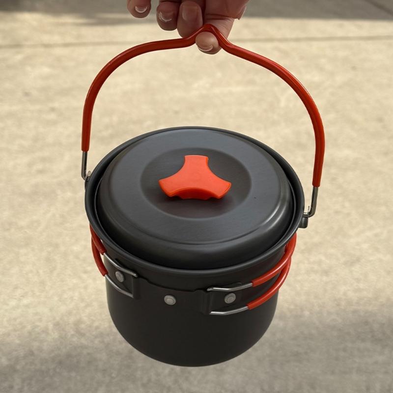 1.4L Aluminum Alloy Camping Pot with Heat Resistant Handle Cooking Pot Suitable for Outdoor Cooking Activity Use