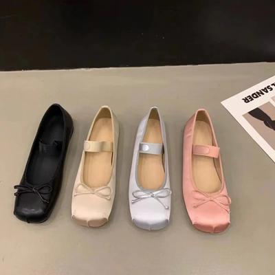 New Mary Jane Shoes Women's Shoes Round Toe Plus Size Women's Shoes Bow Silk Satin Ballet Flats Summer Flats Zapatos Mujer