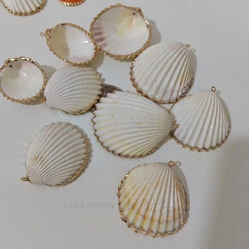 

Конх Гальванопокрытие Сделай сам Аксессуары для украшений Серьги Подвеска Подвеска Креативная ручная работа Натуральная ракушка No. 9 1