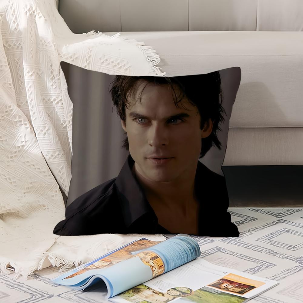 Vampire Diaries Starring D-Damon S-Salvatore  Pillow Case Office Cushions Suitable For Sofa Car Bedroom Decorative Cushion Cover