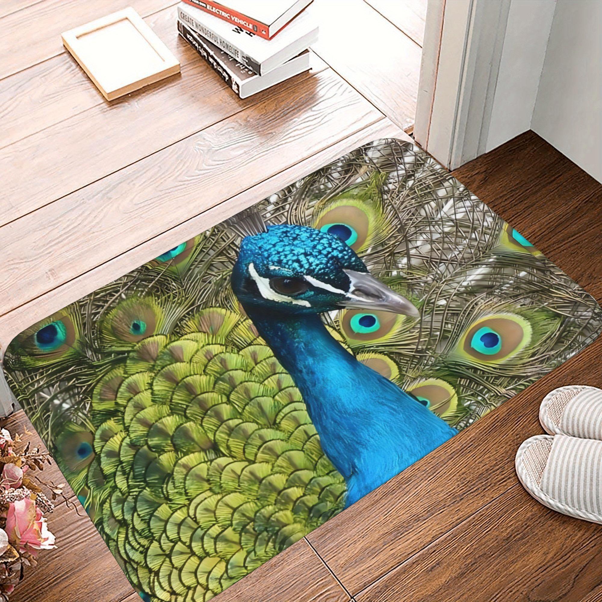 

C1P Peacock Pattern Kitchen Rug Non-Slip Door Mat Pop design Bathroom Rug Bath Mat Carpet for Home Sink Laundry Decoreeree 40cm x 60cm