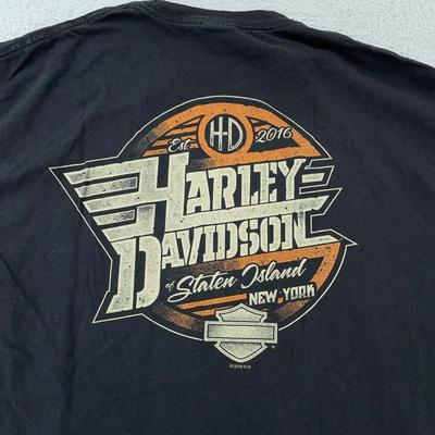 Harley-Davidson T-shirt L/XL Svart Staten Island New York Grafisk Motorcykel