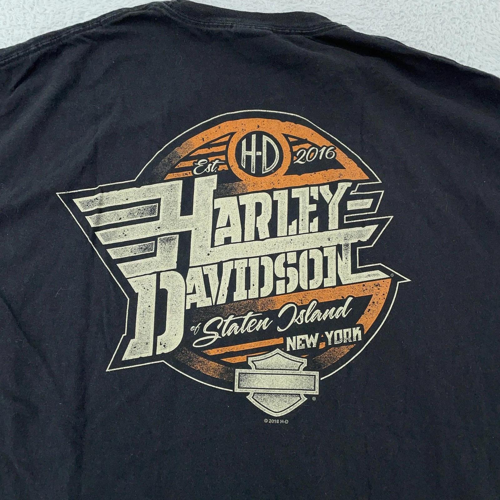 

Рубашка Harley-Davidson L/XL Черная Статен-Айленд Нью-Йорк Графическая Мотоцикл S
