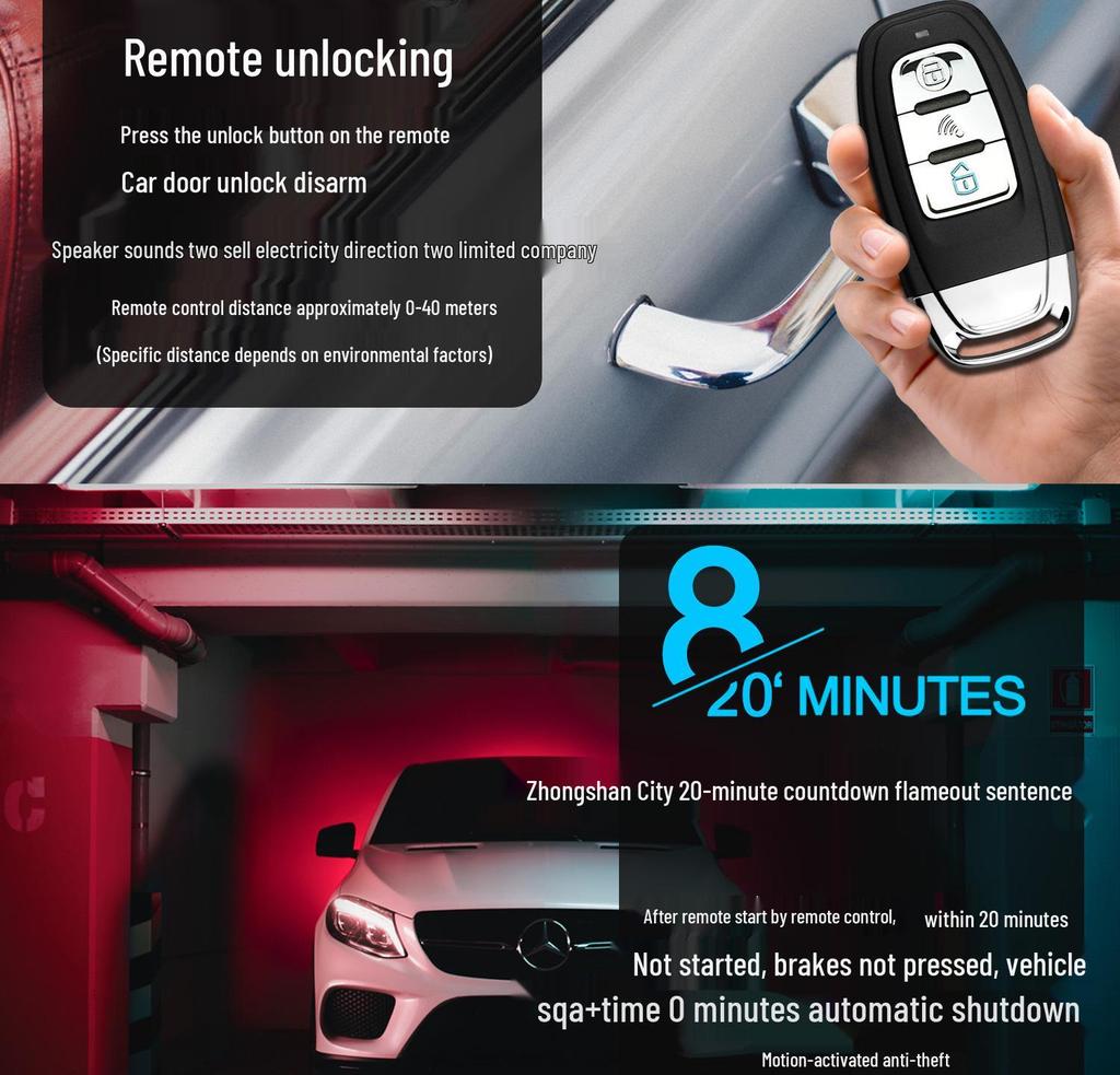 12V Car Remote Start & Anti-Theft System with Bluetooth App Control