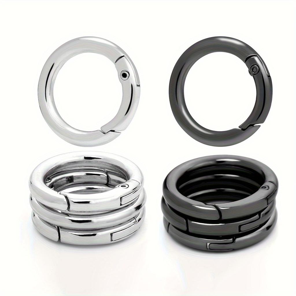 Pack of 10 Trigger Spring O-Rings, Metal Round Snap Buckles, Spring Keychain Clips for Hardware DIY Handmade Wallet Replacement with Keyring