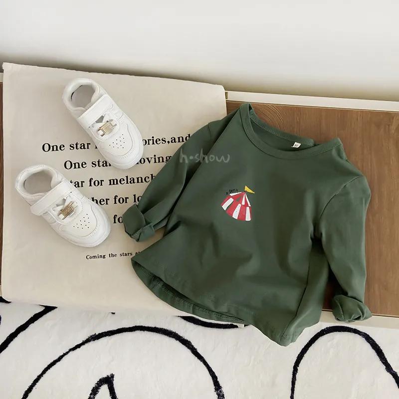 İlkbahar Sonbahar Erkek Kız Bebek Baskı uzun kollu tişört Moda Çocuk Gevşek T Gömlek Yürümeye Başlayan Pamuk Rahat Tees Çocuk Giysileri