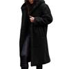 Warm Winter Coat for Women Thick Woolen Mid Calf Overcoat with Hooded Hat Long Sleeve Solid Color Outdoor Lady Jacket