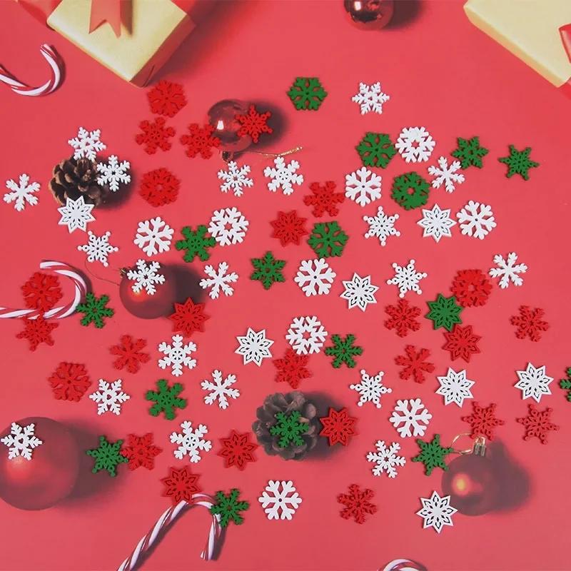 100 Pieces/pack23mm Christmas Snowflake Wood Chips Colorful Diverse New Year's Holiday Party Window Decoration Props Toys DIY