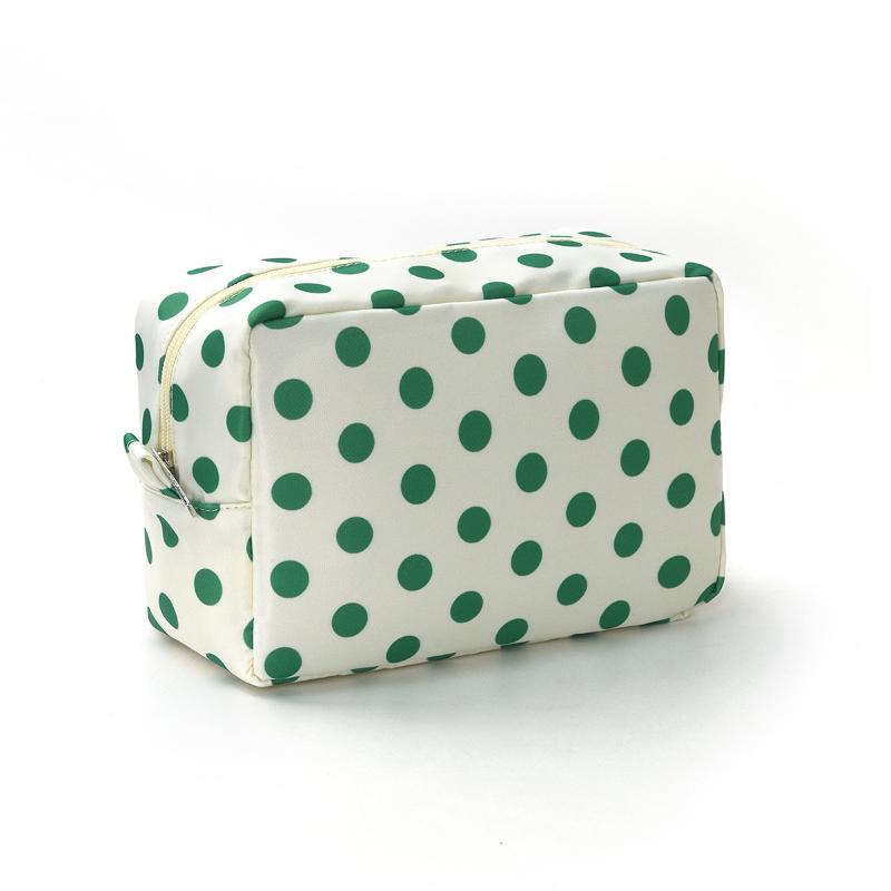 Polka Dots Cosmetic Bag Makeup Bag Zipper Waterproof Travel Toiletry Bag Makeup Brush Case