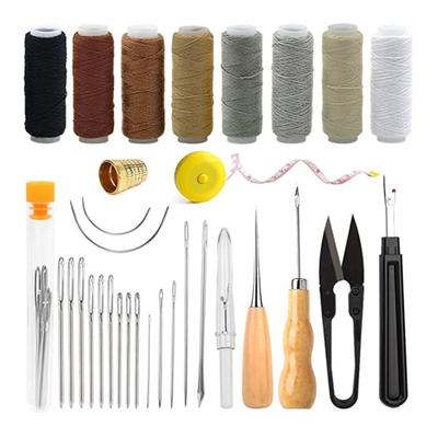 Upholstery Sewing Kit Heavy Duty Sewing Kit With Awl Tools, Seam , Hand Stitching Needles, Upholstery Thread, Leather Craft Tool Kit For Shoes Sofa