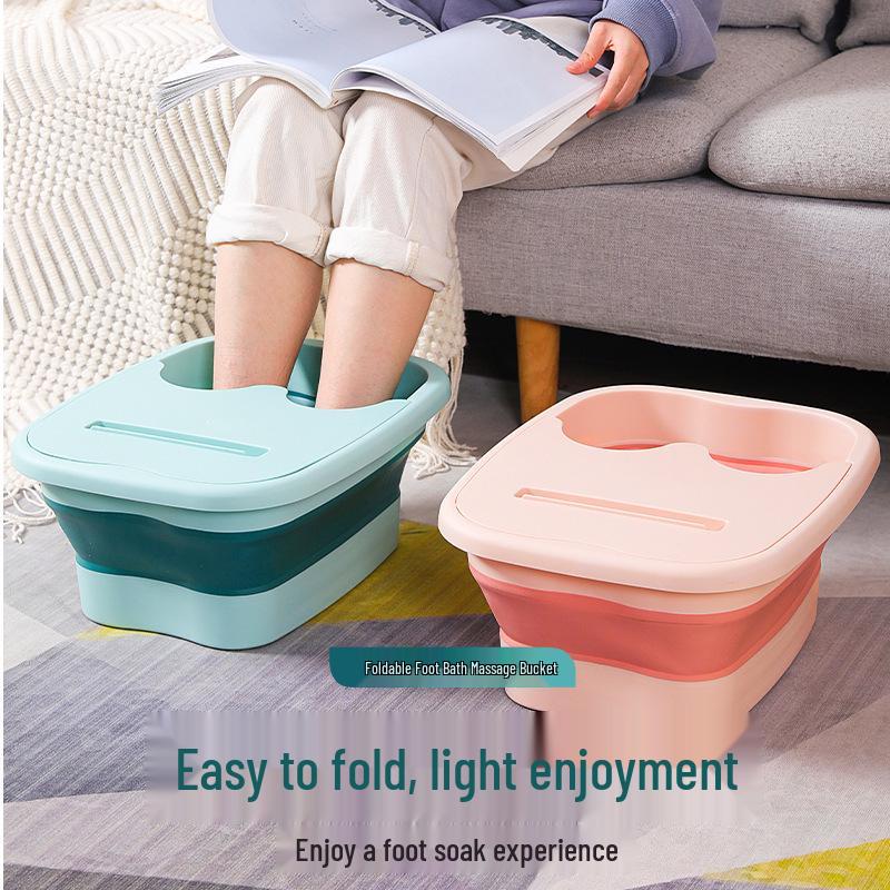 Portable Folding Foot Bath Basin with Lid for Home Massage & Insulation