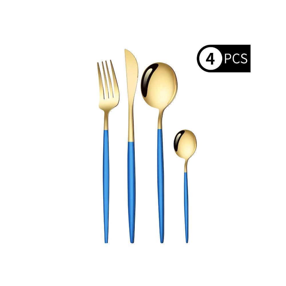 Set da 4 pezzi Set di Posate Nero Oro Posate in Acciaio Inossidabile Coltello forchetta Cucchiaio Posate Argentate Articoli per la cucina