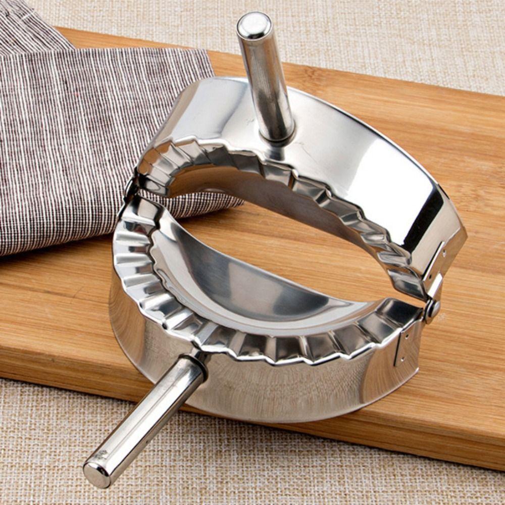 Durale with Handle Stainless Steel Dumpling Maker Manual Hand Press Dumpling Mold Silver Jiaozi Maker Ravioli