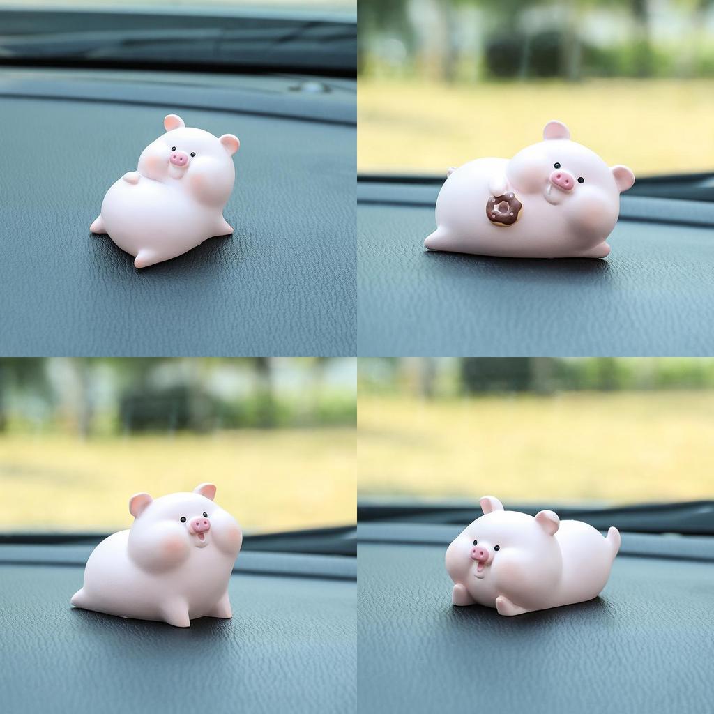 Pig Princess Car Dashboard Figurine Resin Cartoon Decor For Girls Car Interior Accessories
