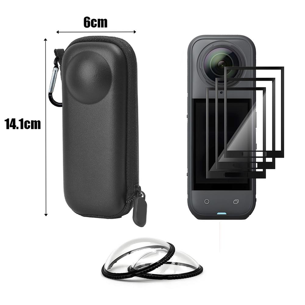 For Insta360 X5/X4 Soft Film Screen Protector HD Clear Anti-scratch Lens Cap Shockproof Storage Bag for Insta360 X4 with Hanger
