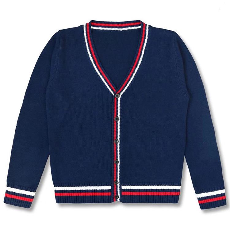 

Унисекс кардиган преппи с V-образным вырезом: Осенне-зимний свитер для школьной формы 130 Children s Size