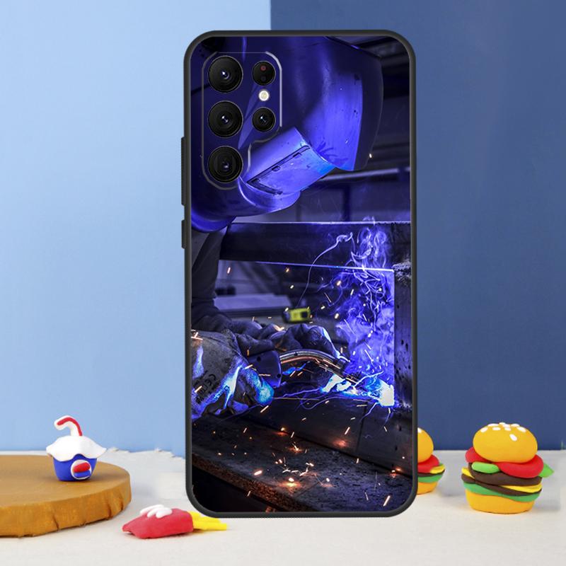 Welder Welding Hot Metal Worker Phone Case For Samsung Galaxy S25 S24 Ultra S9 S10 S20 S22 S21 S23 Plus S24 FE Cover Coque