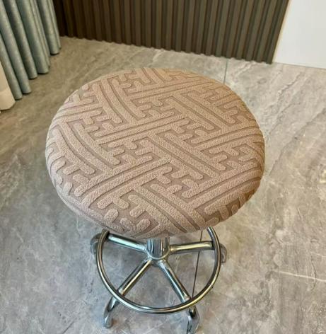 Jacquard Fabric Round Stool Cover Elastic Stretch Fit Slipcover for Small Circular Stools Suitable for Seat Diameter 30-36cm