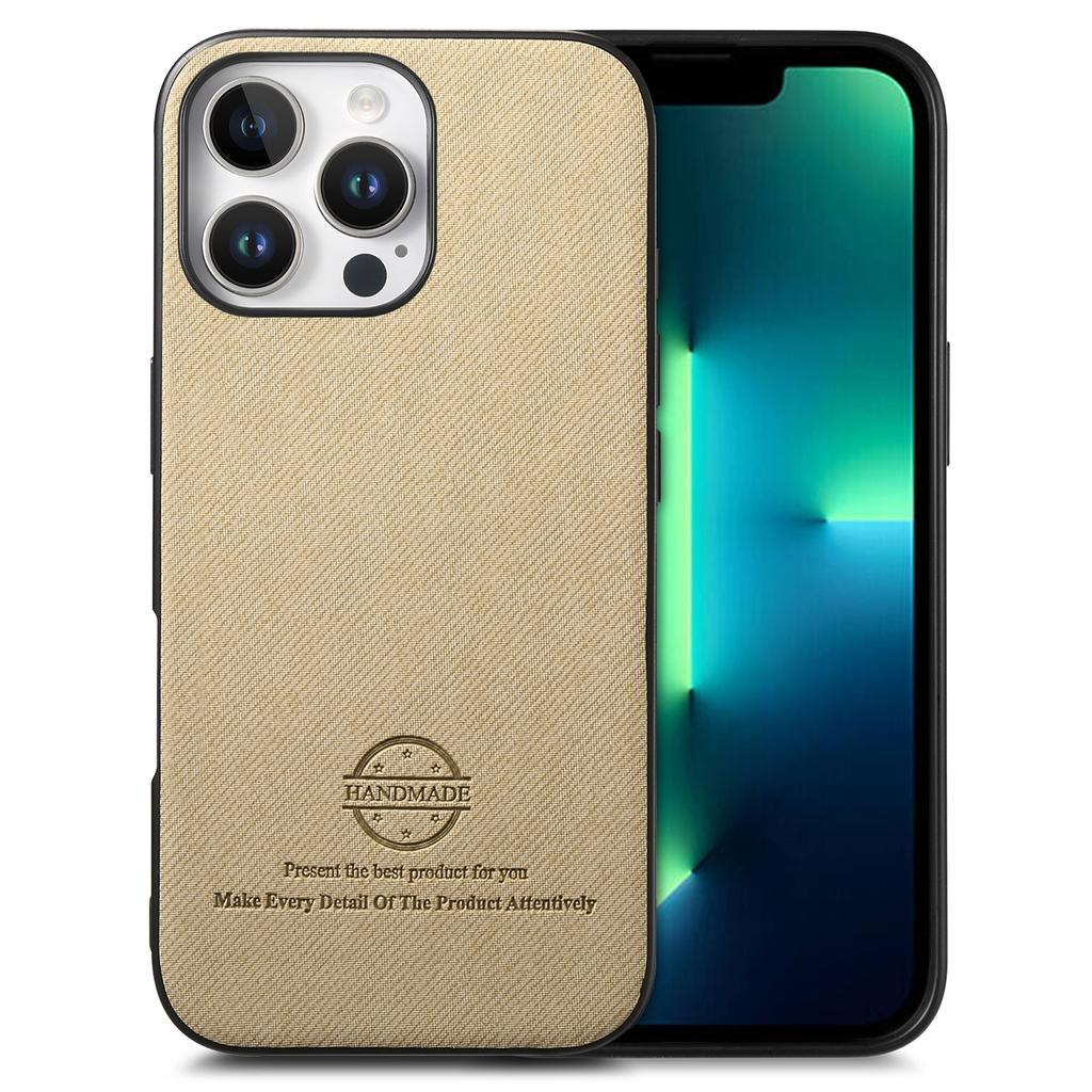 For iPhone 13 Pro Max Case Cloth Texture Leather+PC+TPU Anti-Drop Phone Cover